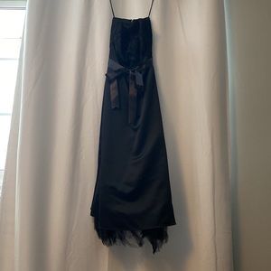 Beautiful black lace and satin strapless cocktail dress